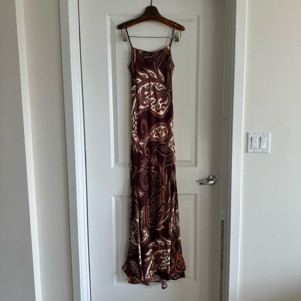 Farm Rio Burgundy Leopard Paisley Maxi Slip Dress - Picture 4 of 8
